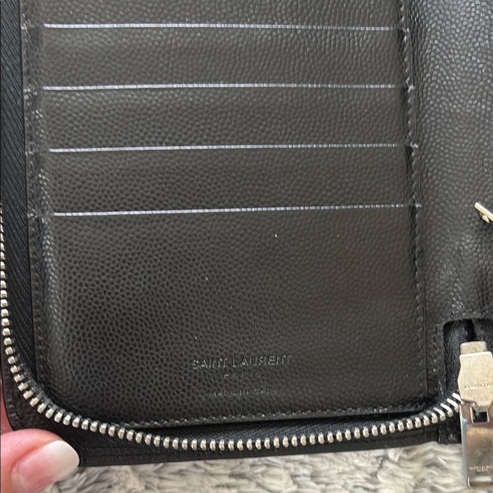 Saint Laurent Paris Zip Around Wallet in Embossed Leather EUC - Picture 3 of 9